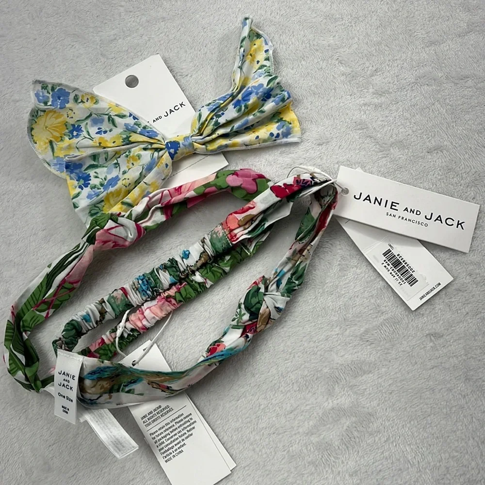 NWT Janie & Jack Floral Baby/Toddler Headbands &‎ Bow 